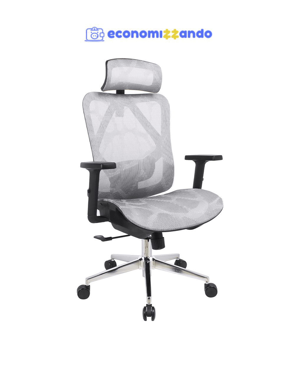 Cadeira de Escritório Dr. Office Ergo, Branco, Mesh, Altura Ajustável, DR-CH-EGR2DBWF