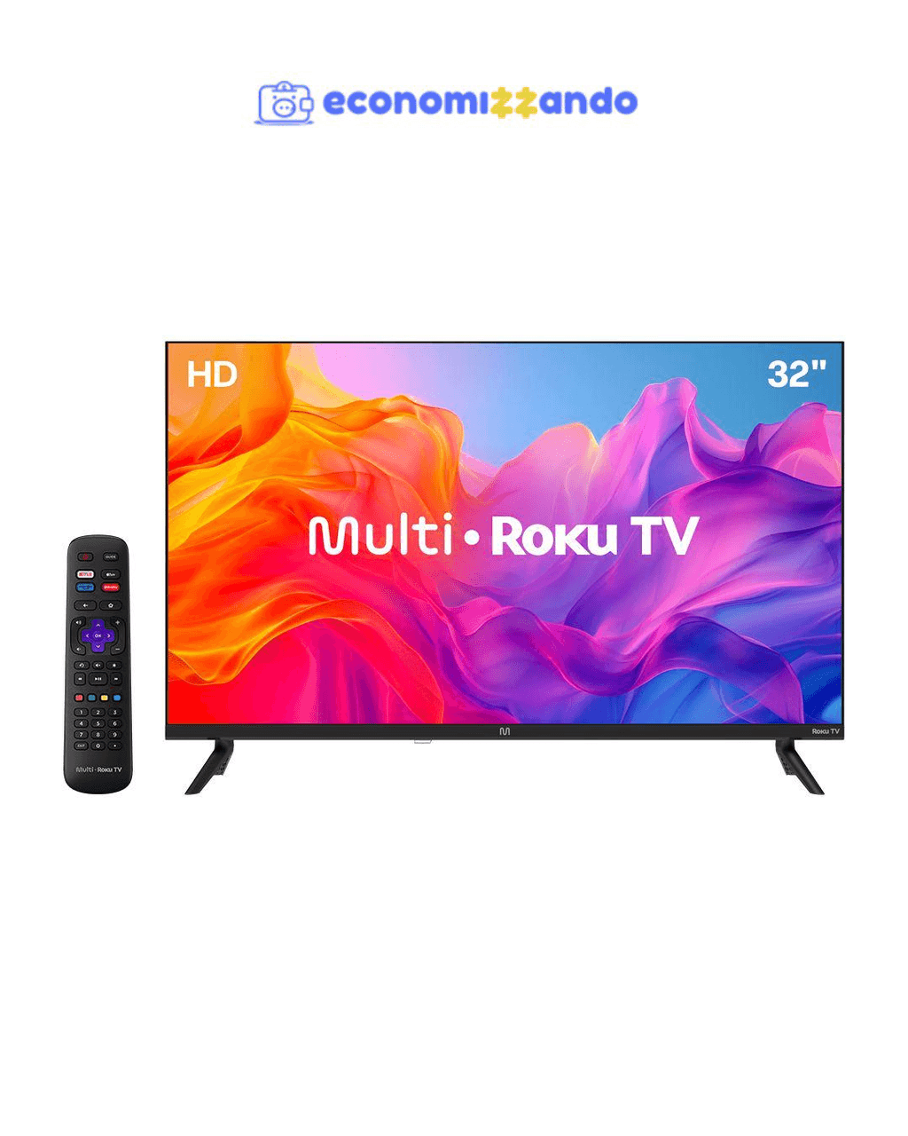 Smart TV 32" HD DLED Multi TL052M Roku TV Quad-core Alexa Google Assistente e Siri'