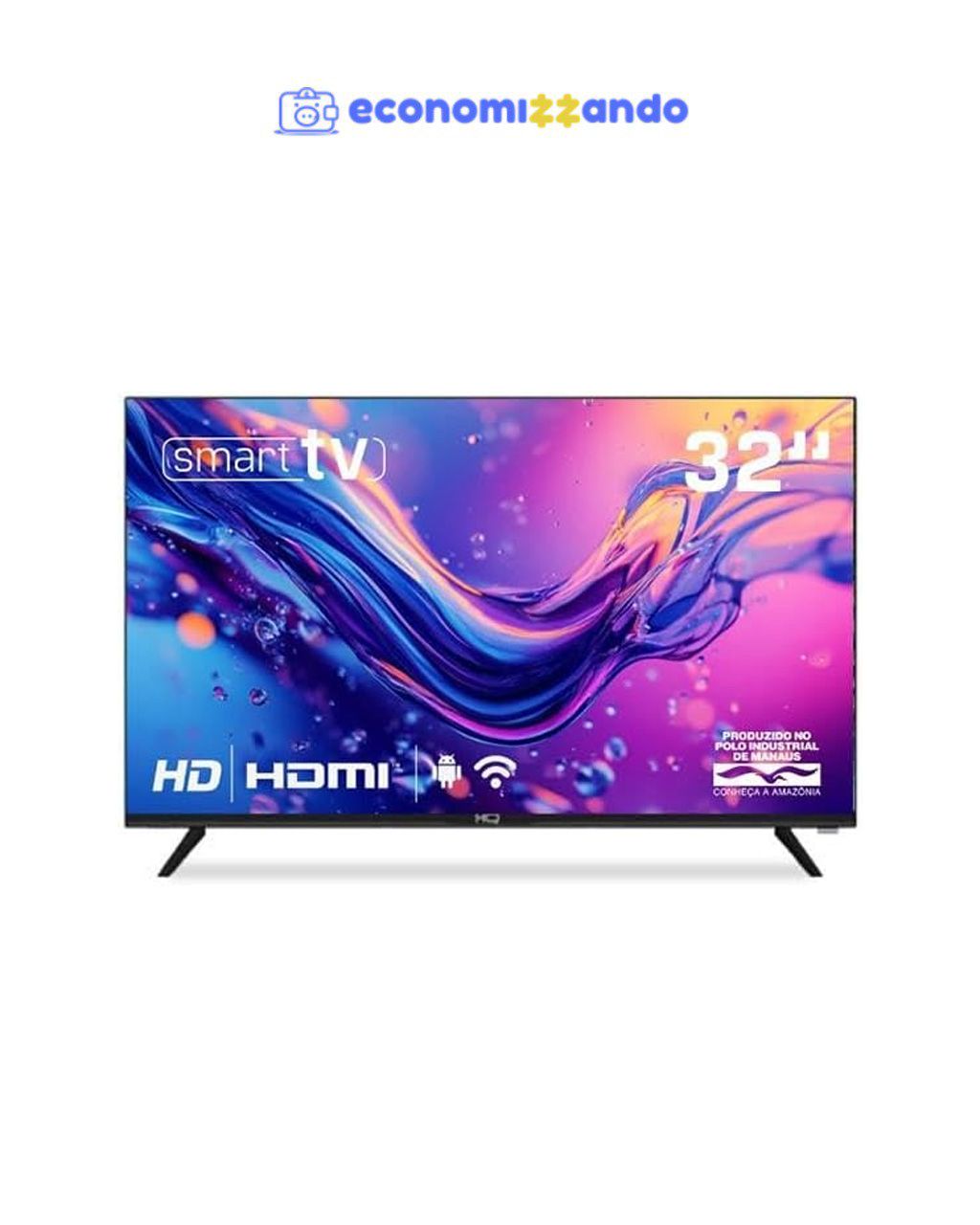Smart TV HQ 32" HD Tela sem Bordas Sistema Android Design Slim HQS32NKHM