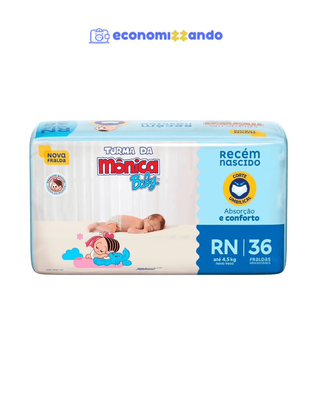 Fralda Turma da Mônica Baby Jumbo RN 36 Unidades 