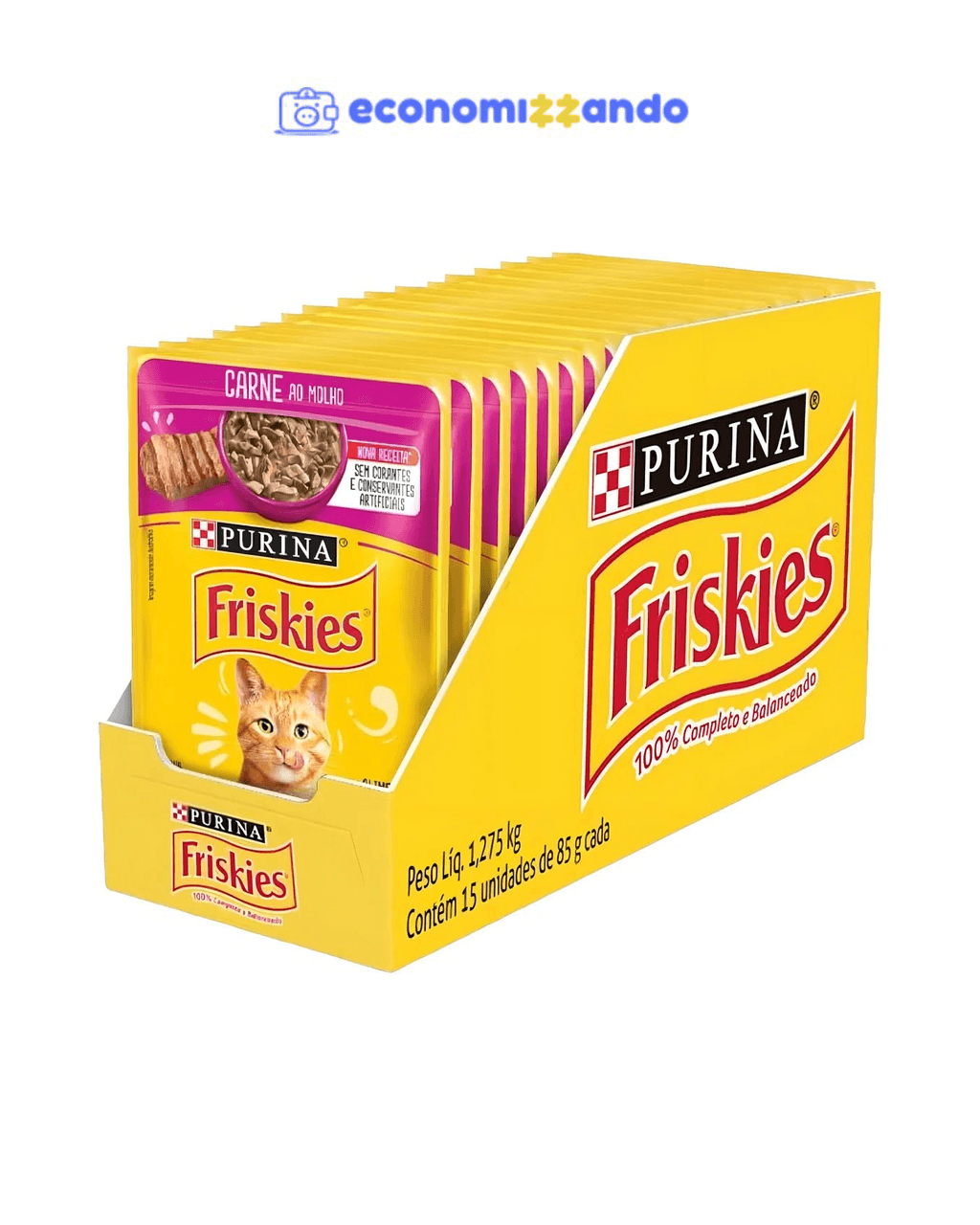 Kit 15 Un Sache Friskies Gato Carne Molho 85g Petisco Felino