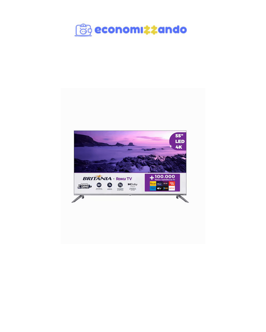 Smart TV DLED 55" Ultra HD Britânia 4K BTV55G7PR2CGB Roku TV