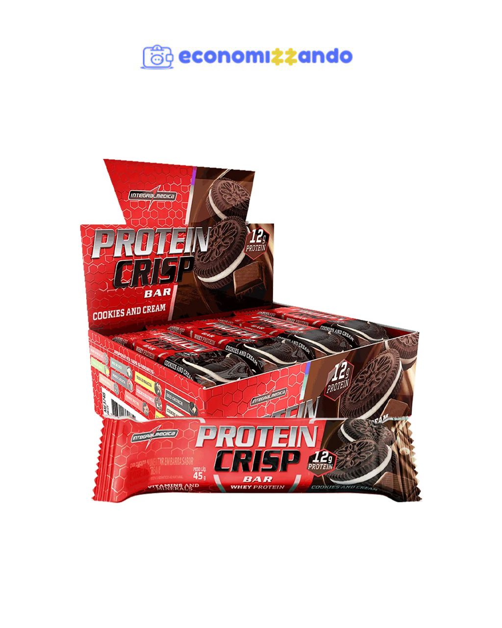 Protein Crisp Bar Cookies and Cream 12 und Integralmédica