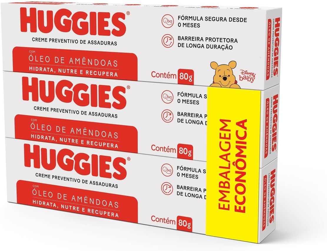 Kit Cremes de Assaduras Huggies Supreme Care com 3 unidades de 80g