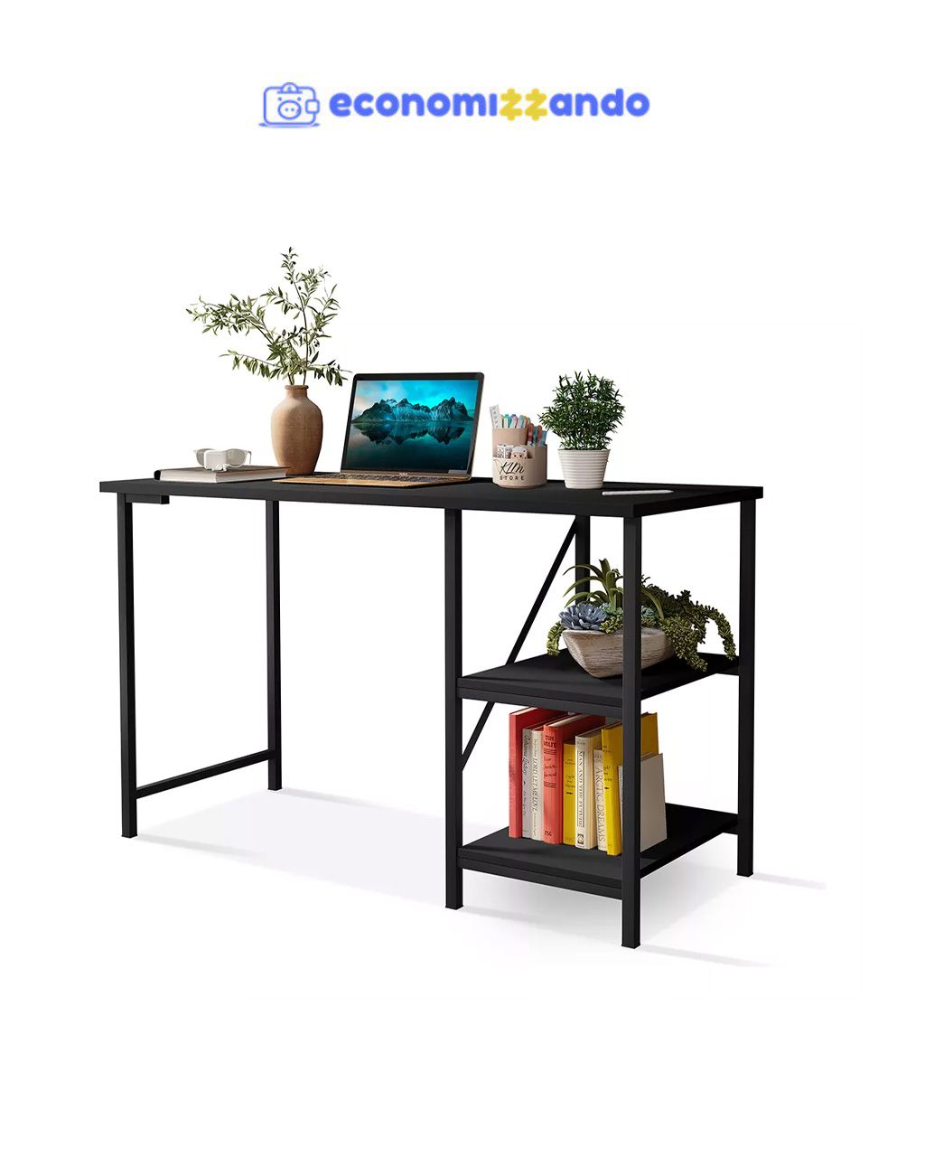 Escrivaninha Mesa Office Estudo Estilo Industrial Cor Preto 1,10m Klm Store