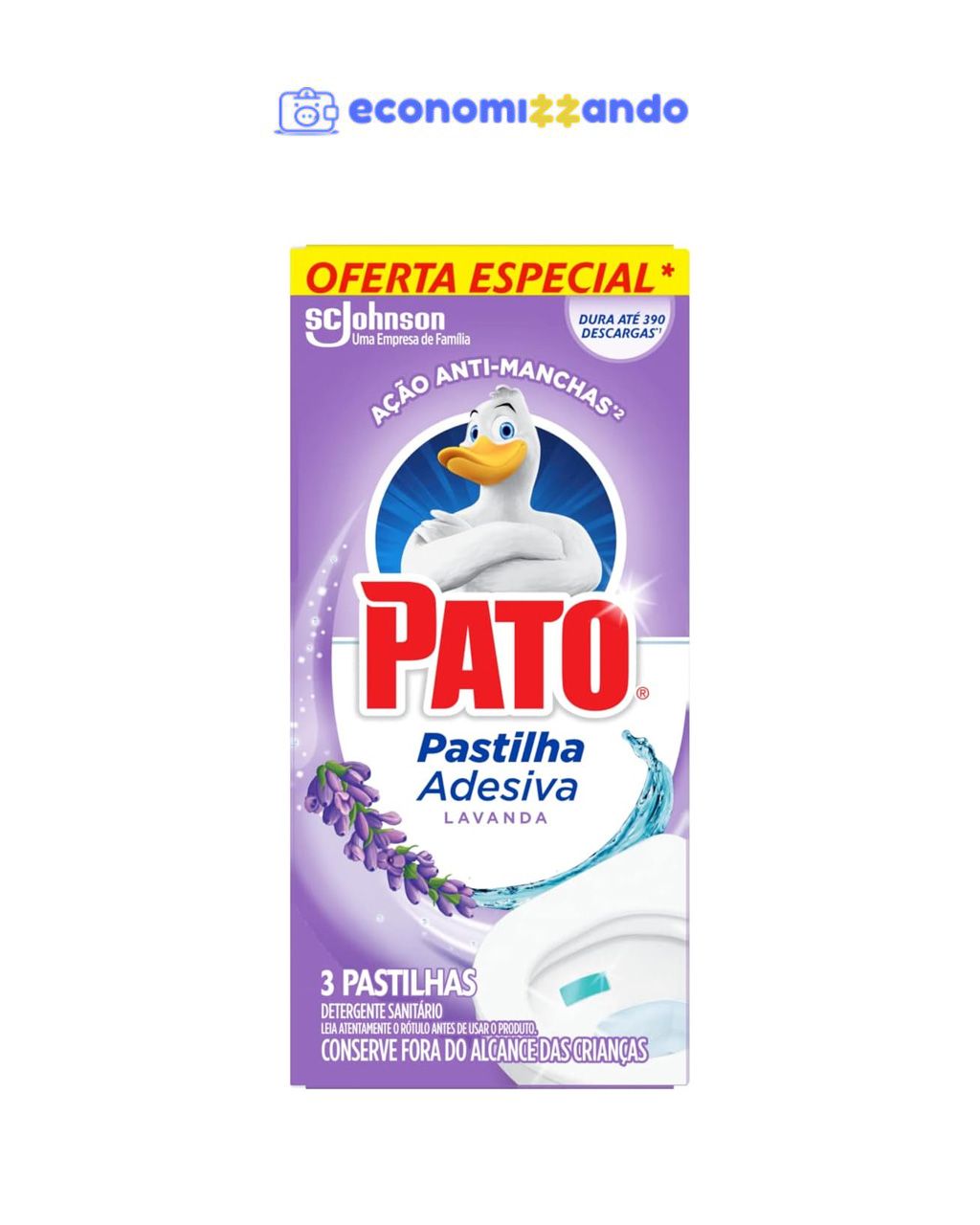 Pato Desinfetante Pastilha Sanitária Adesiva Lavanda (Min. 3 unidades)