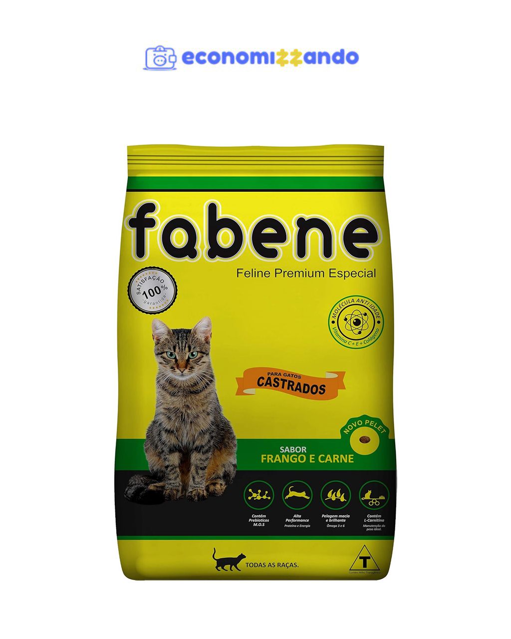 FABENE FELINE CASTRADOS SC 3 KG Qualita Foods para Todas Todos os tamanhos de raça Adulto - Sabor Frango