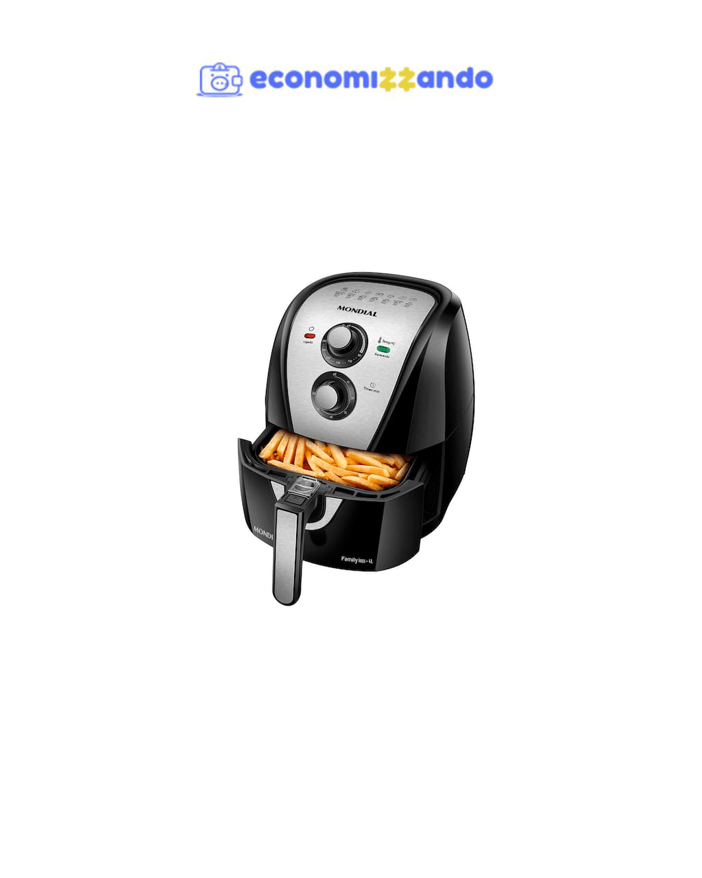 Fritadeira Elétrica Sem Óleo Air Fryer Mondial AFN40BI Family Inox 4L - Preta/Inox - 110V