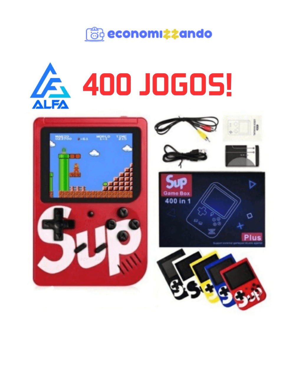 Mini 400 Game Nintendo Vídeo Portátil Jogos Sup Retrô Clássicos Antigos Anos 80