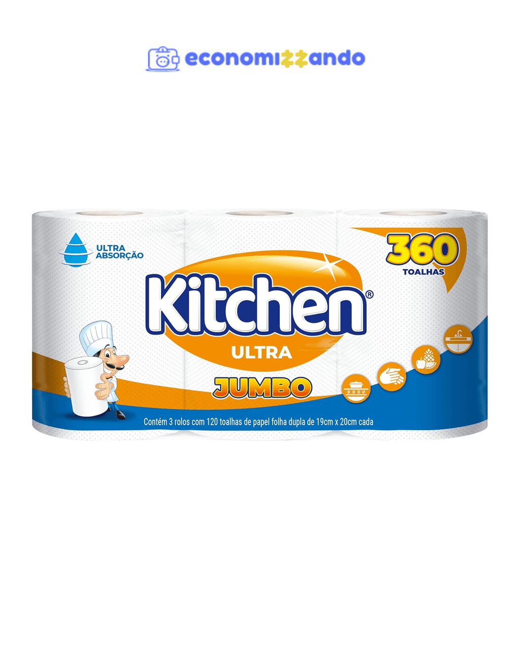 Papel Toalha Kitchen Ultra Jumbo 360 Folhas 