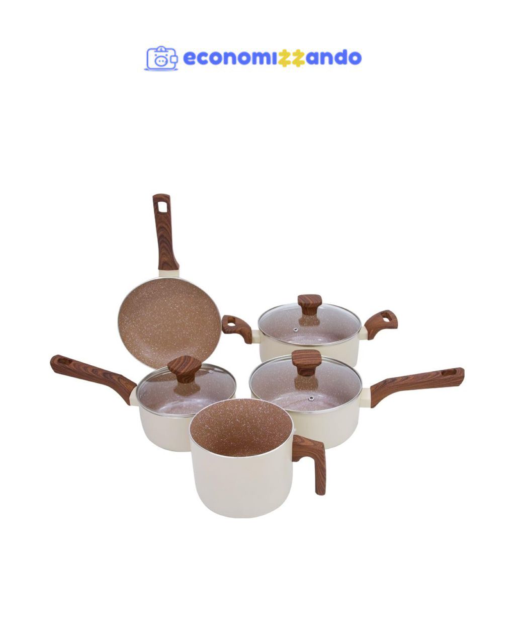 Mimo Style Jogo de 5 Panelas Alumínio Indução Pratic Cook Crema