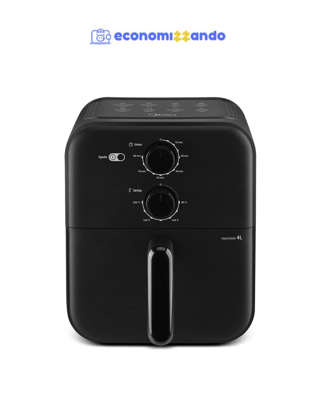 Fritadeira Sem Óleo Capacidade de 4L, Midea, 1400 W, 110V, MAF400P0APK