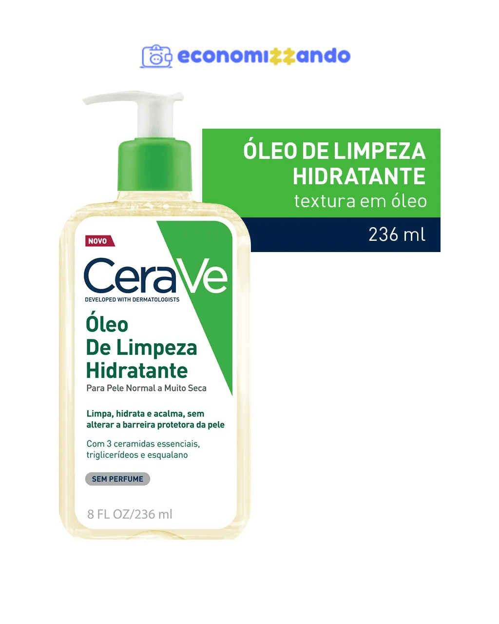 Óleo de Limpeza Hidratante Para Pele Normal E Muito Seca 236 ml CeraVe