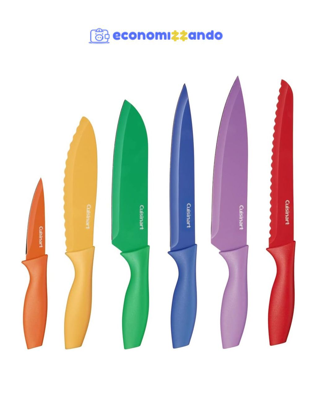 Cuisinart Conjunto de facas antiaderentes coloridos, 12 peças