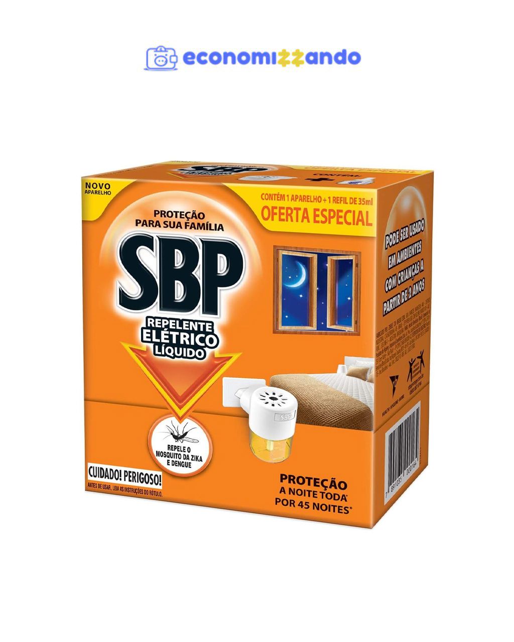SBP Repelente Elétrico Líquido 45 Noites Novo Aparelho   Refil