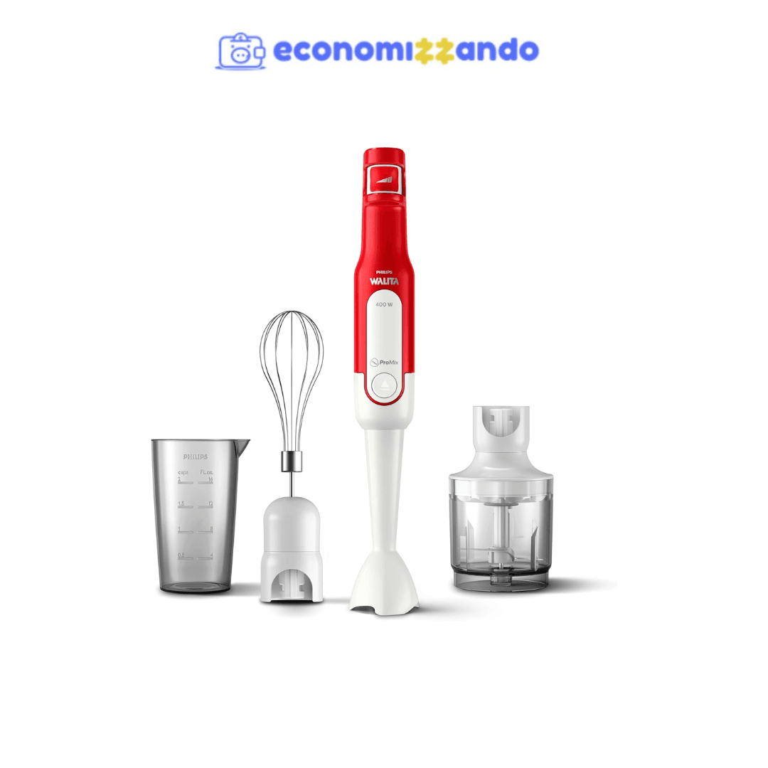 Mixer Pro Mix 3 em 1 Philips Walita Branco e Vermelho 400W RI2622-110V