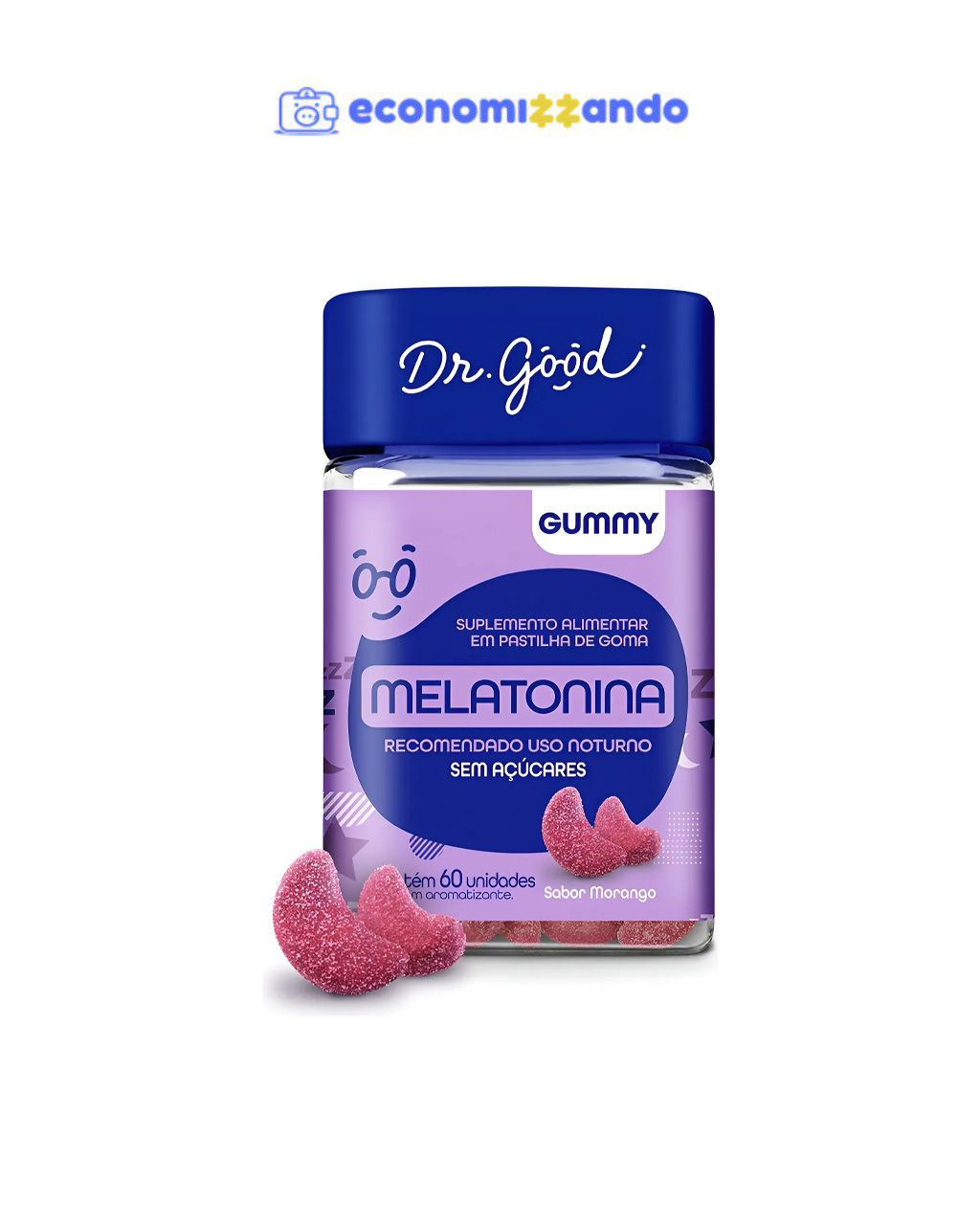 Melatonina Em Gomas Sabor Morango - 60 Gomas - Fini Dr Good