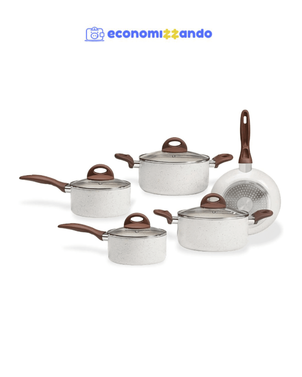 Brinox - Jogo de Panelas Antiaderente Ceramic Life 5 Peças com Fundo de Indução - Vanilla 
