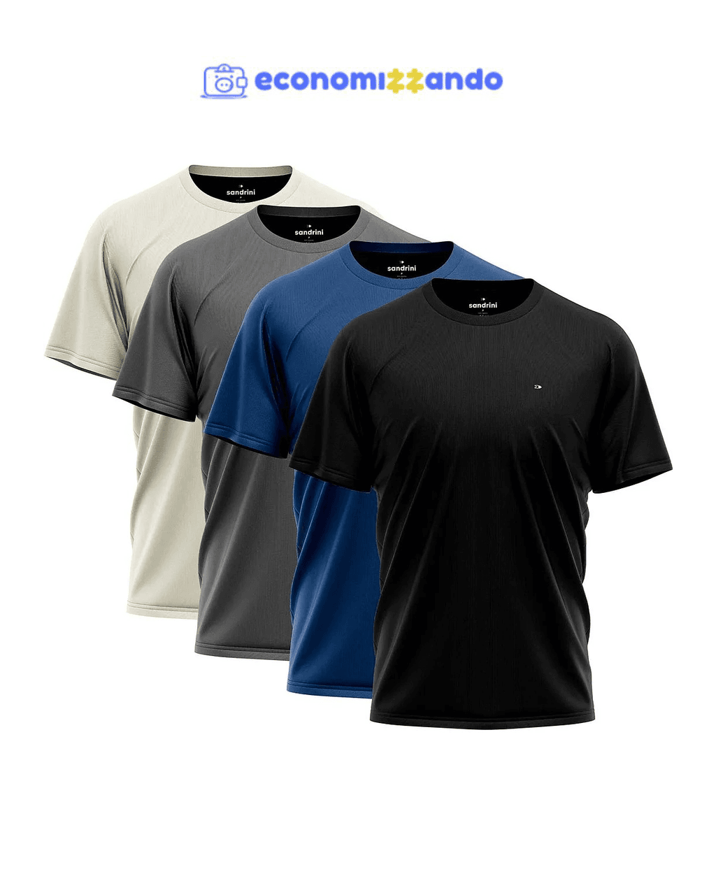 Kit 4 Camiseta Dry-fit Sandrini Masculina Academia Caminhada