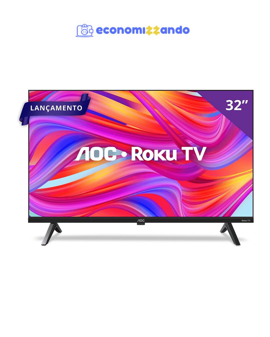 AOC, Smart TV, Roku, 32'' HD, 32S5045/78G, com HDMI, USB, Wi-Fi, Conversor Digital 