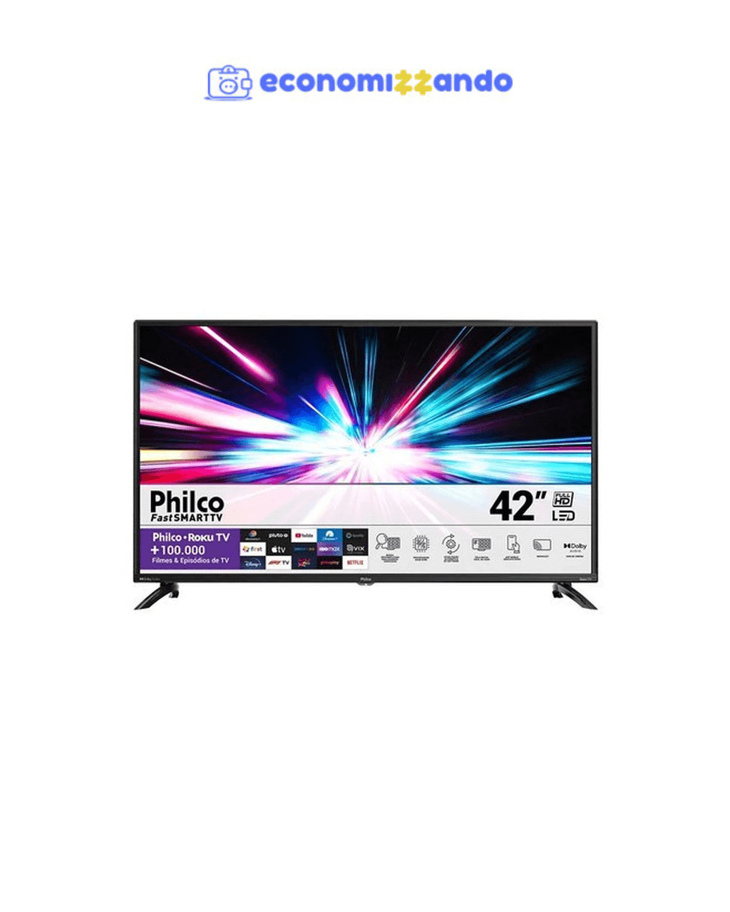 Smart Tv LED 42" Full HD Philco Dolby Audio Roku TV PTV42G6FR2CPF