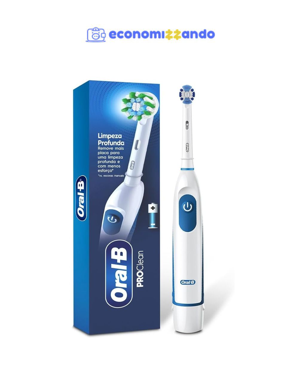 Oral-B Power, Escova de Dentes Elétrica, Remove mais Placa que uma Escova Manual, cor Branca
