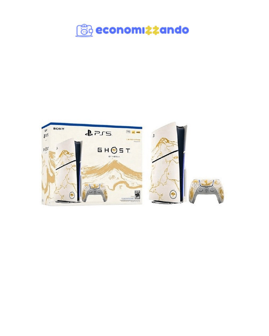 Console PS5 Slim – Edição Limitada Ouro Ghost of Yōtei