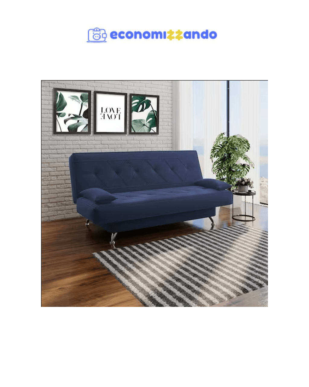 sofá cama 1,80m Isabel Suede Azul Adonai Estofados - Azul Marinho