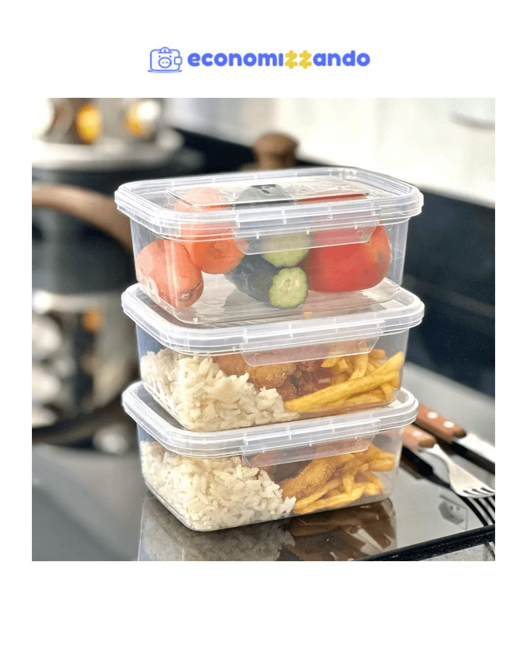 Kit 10 Marmita Potes 800ml com Travas Laterais BPA FREE 
