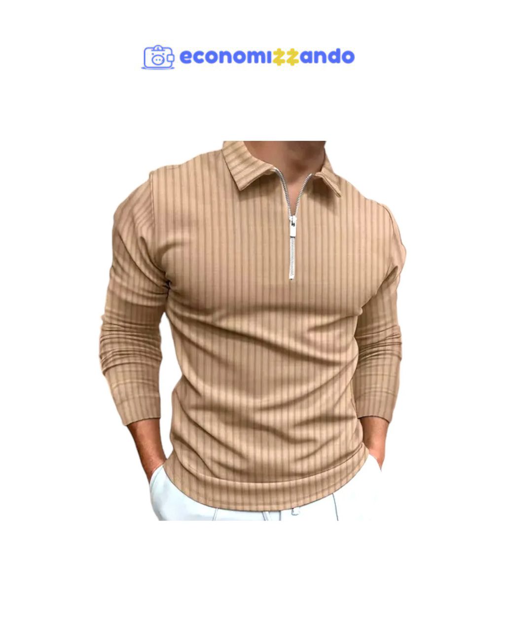 Camiseta Polo Manga Longa Com Zíper Lançamento  (P,M)