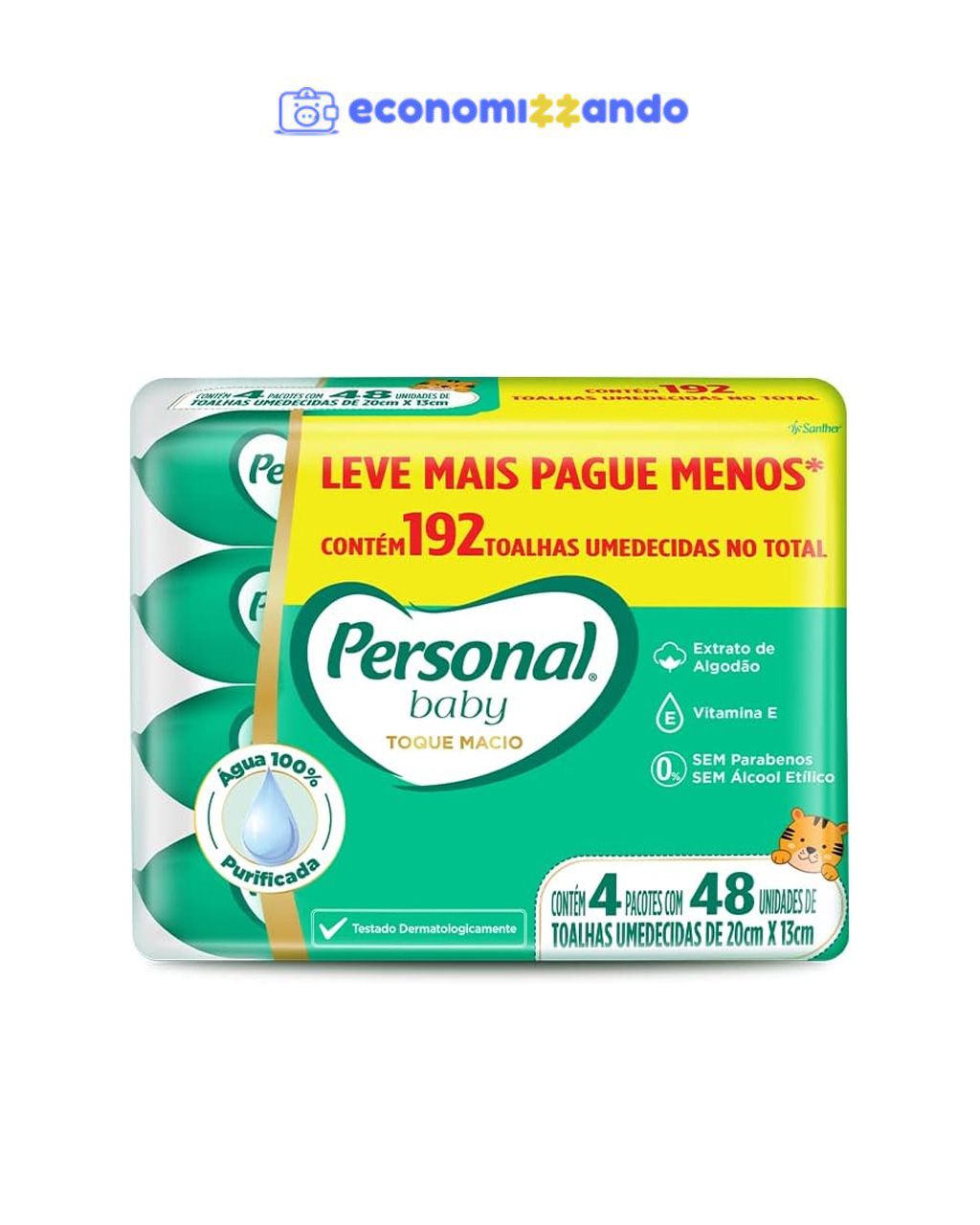 Personal Toalha Umedecida Personal Baby Toque Macio Promopack 192 unidades
