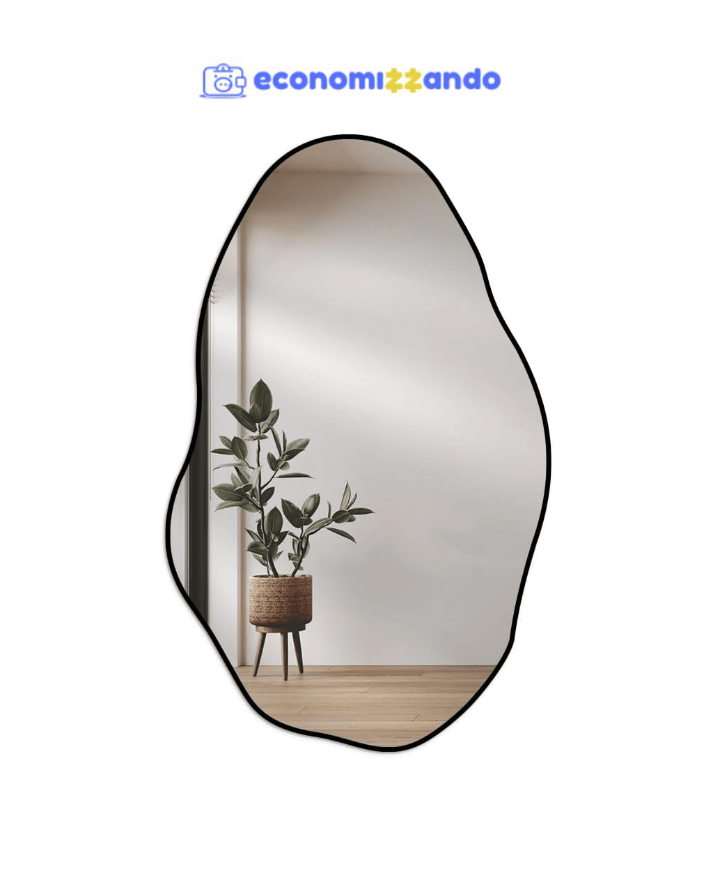 Espelho Orgânico Pedra 80x50cm Design Moderno com Moldura em Couro 
