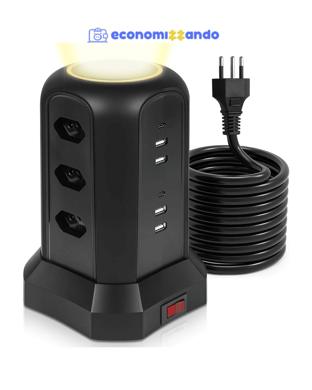 Torre de Tomada - 9 Tomadas + 4 Interfaces USB + 2 Porta USB Tipo-C