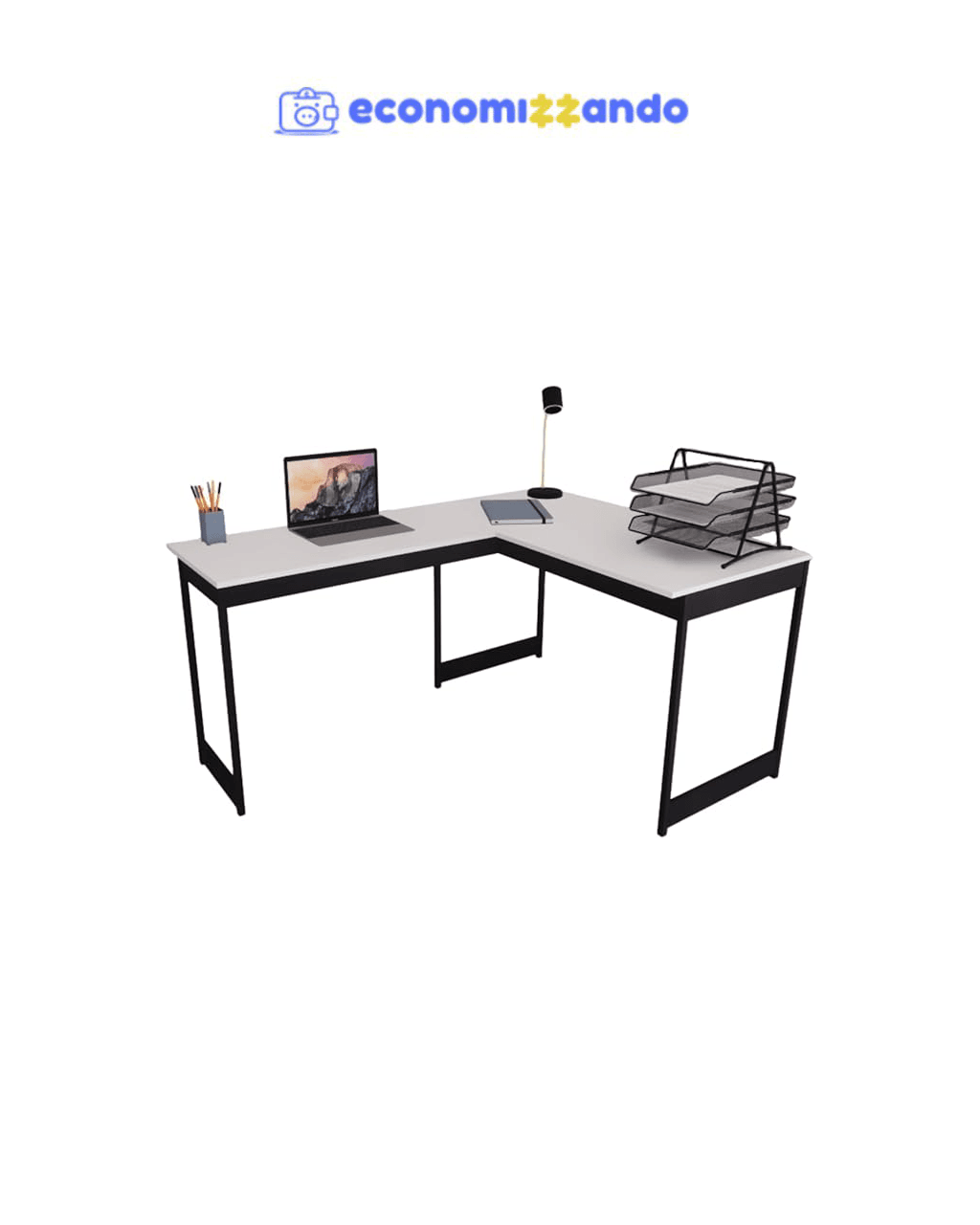 Mesa Em L Estilo Industrial Escrivaninha De Canto Escritório Estudo Beni Camaleão