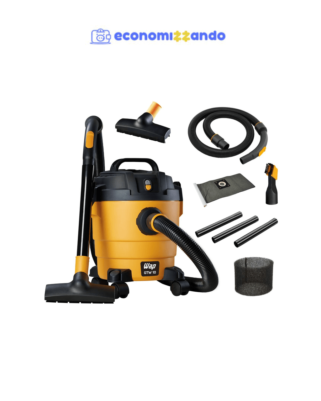 Aspirador de Pó e Água Wap GTW 10 com Porta - Acessórios 1400W Amarelo e Preto