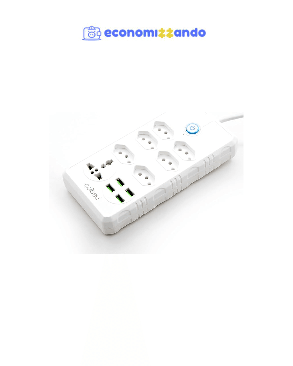 Régua de Energia, 6 Tomadas, 4 Interfaces USB, 1 Tomada Universal
