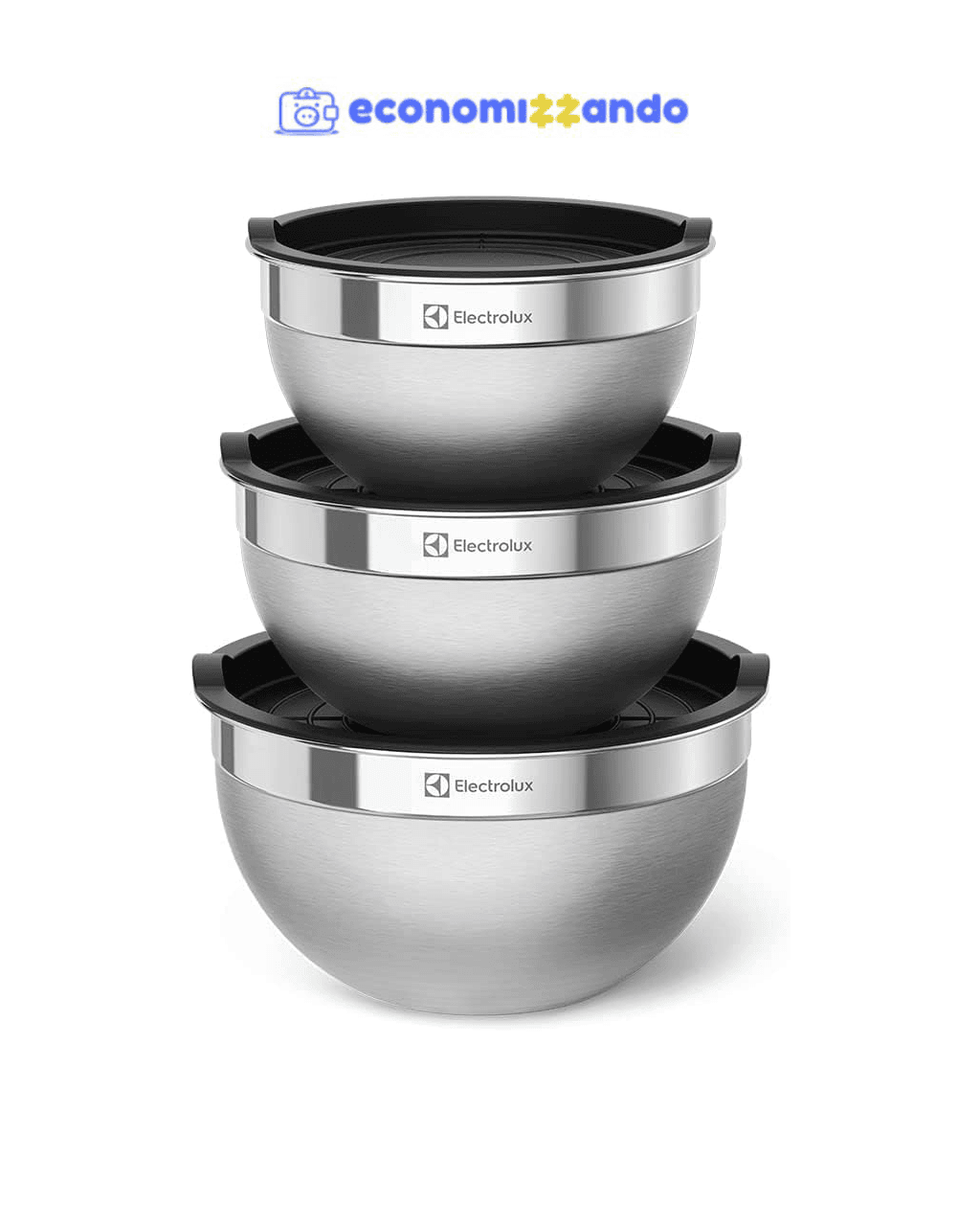 Conjunto de Bowls Tigelas de Inox com Tampa Plástica Electrolux