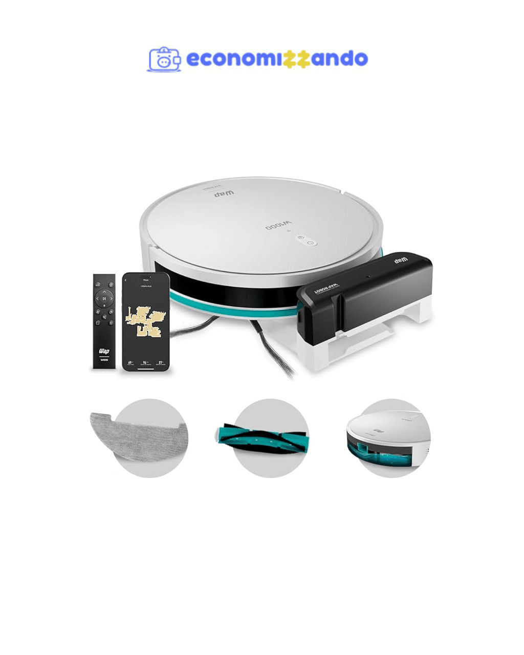 WAP Robô Aspirador de Pó ROBOT W1000 Mapeamento de Tempo Real GYRO