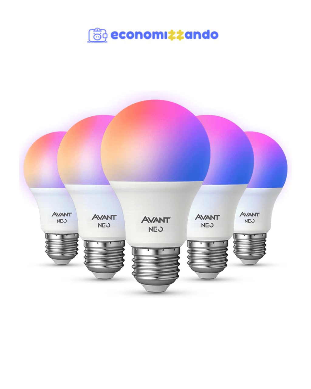 Kit 5 Lampadas Led Smart Inteligente Wi-fi 2.4 GHz Alexa google 10w RGB 