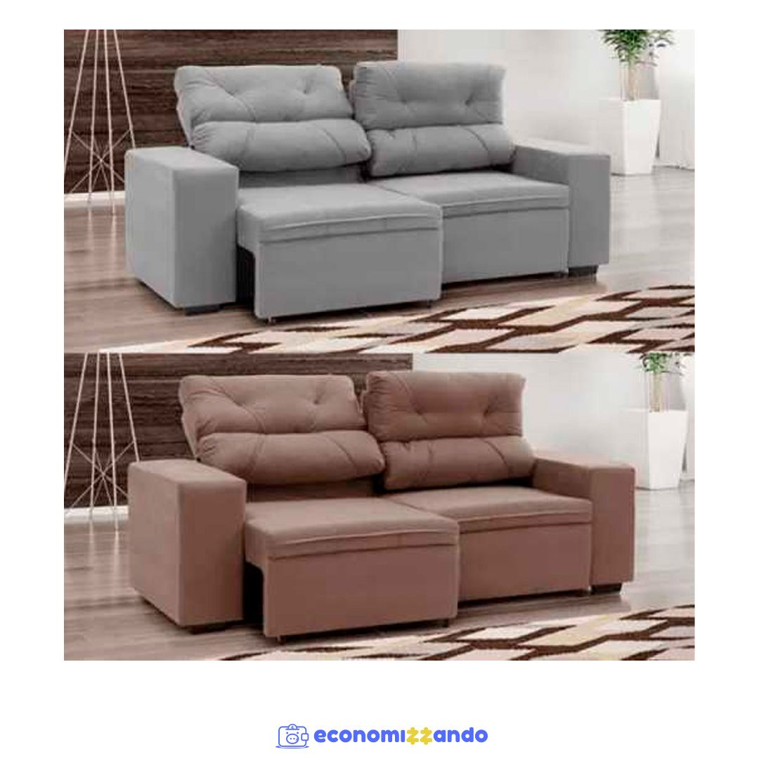 Sofá Retrátil Reclinável 3 Lugares Suede - Bipartido Phormatta Evolution SMP