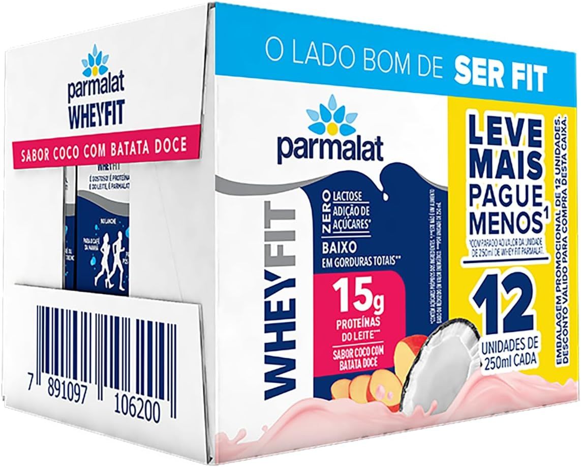 Parmalat WheyFit Coco com Batata Doce 15g de Proteína 250 Ml – Pack 12 Unidades