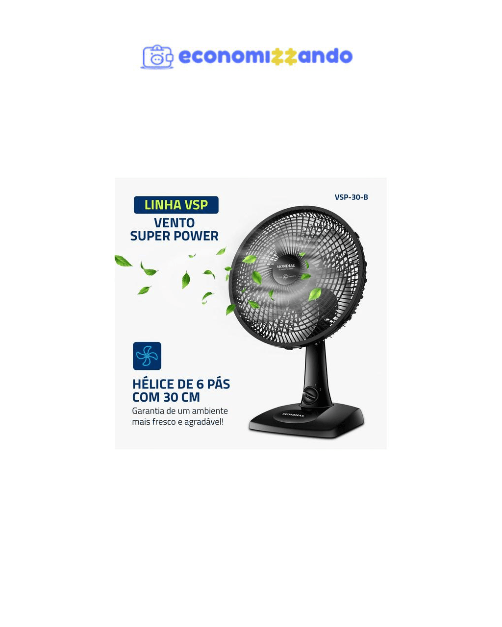 Ventilador Mondial Super Power 30cm 6 Pas 3 Velocidades 60W 220v