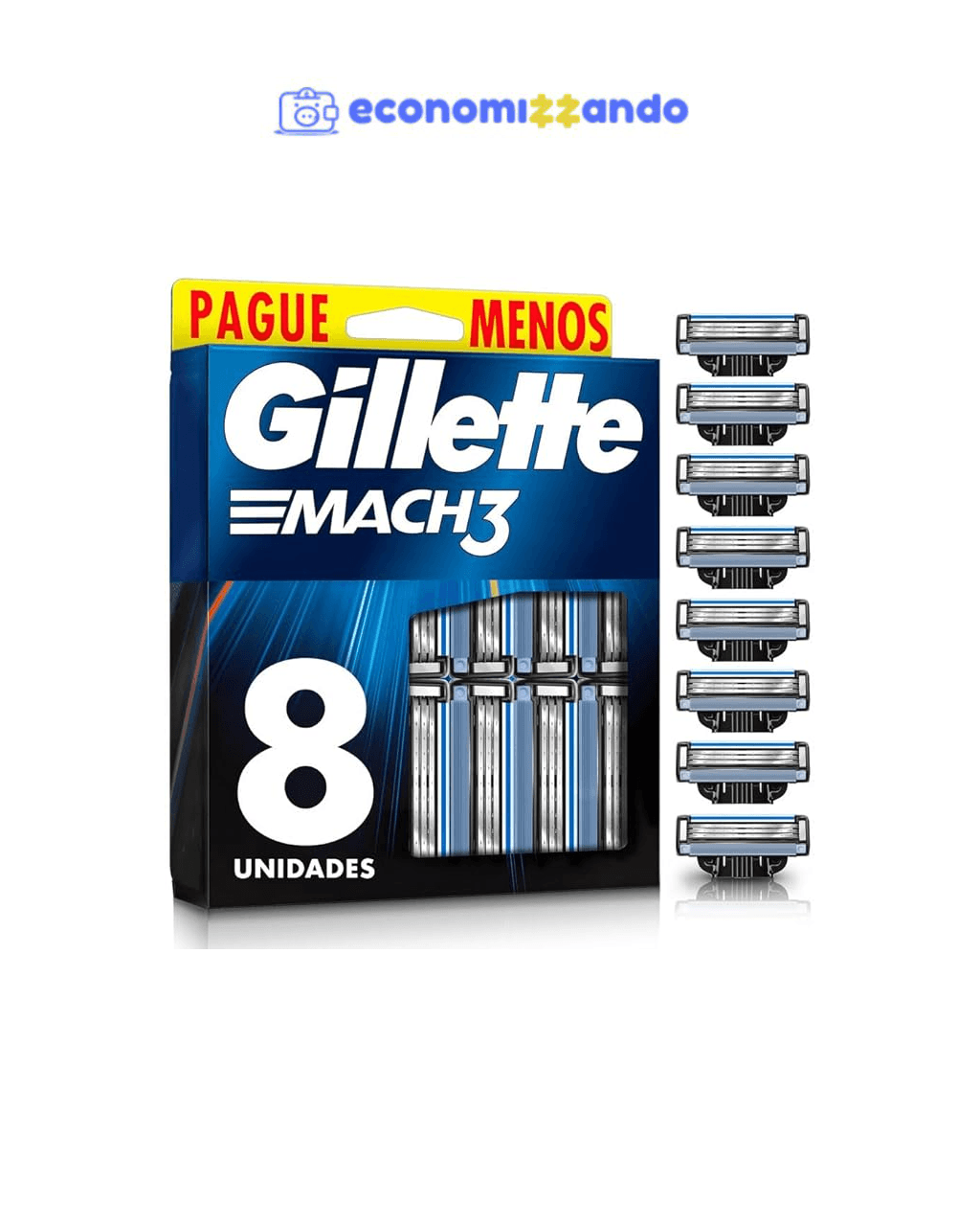 Gillette Mach3 - Carga para Aparelho de Barbear, Leve 8 Pague 6