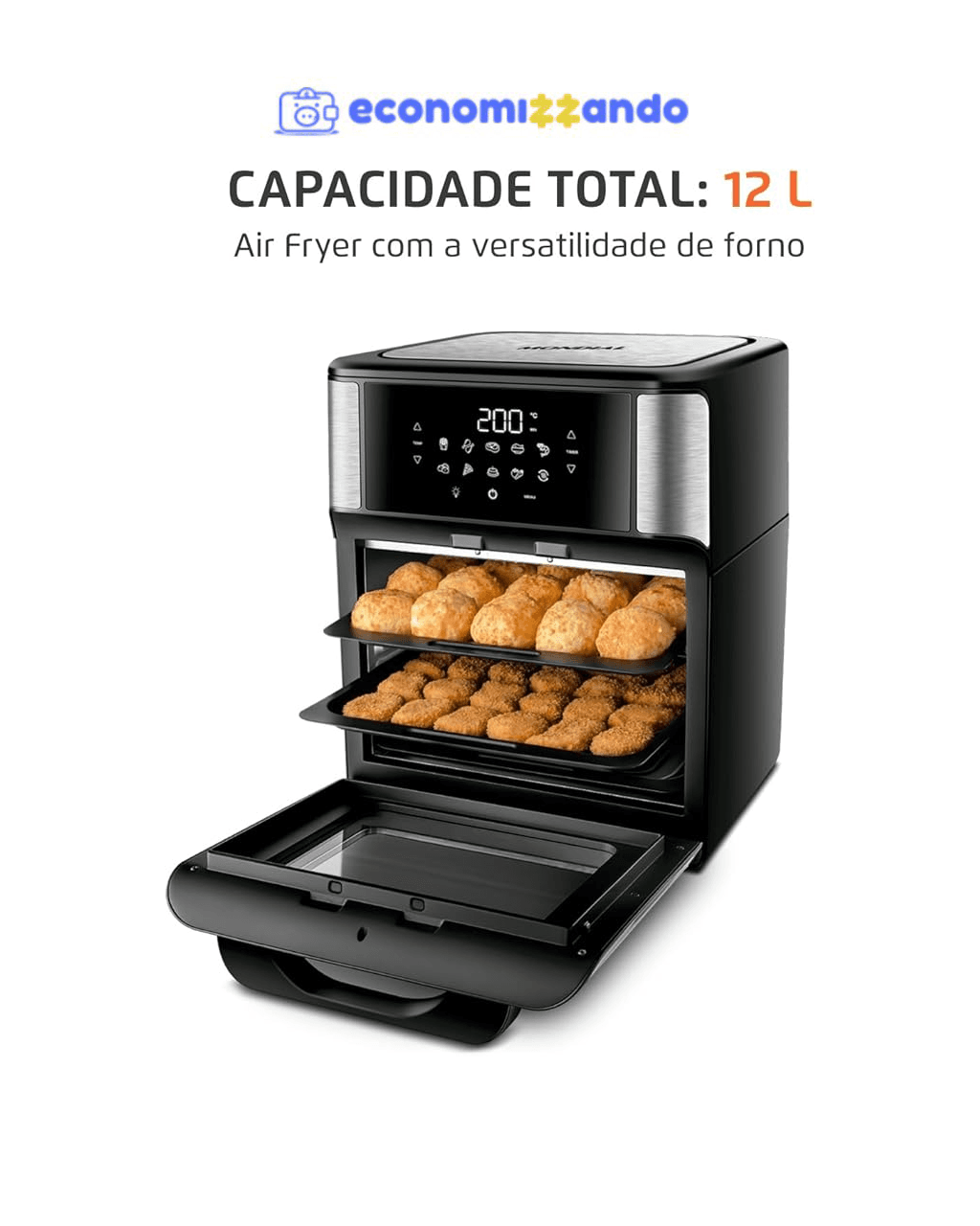 Fritadeira Air Fryer Forno Oven 12L Mondial 2000W 110V - AFON-12L-BI