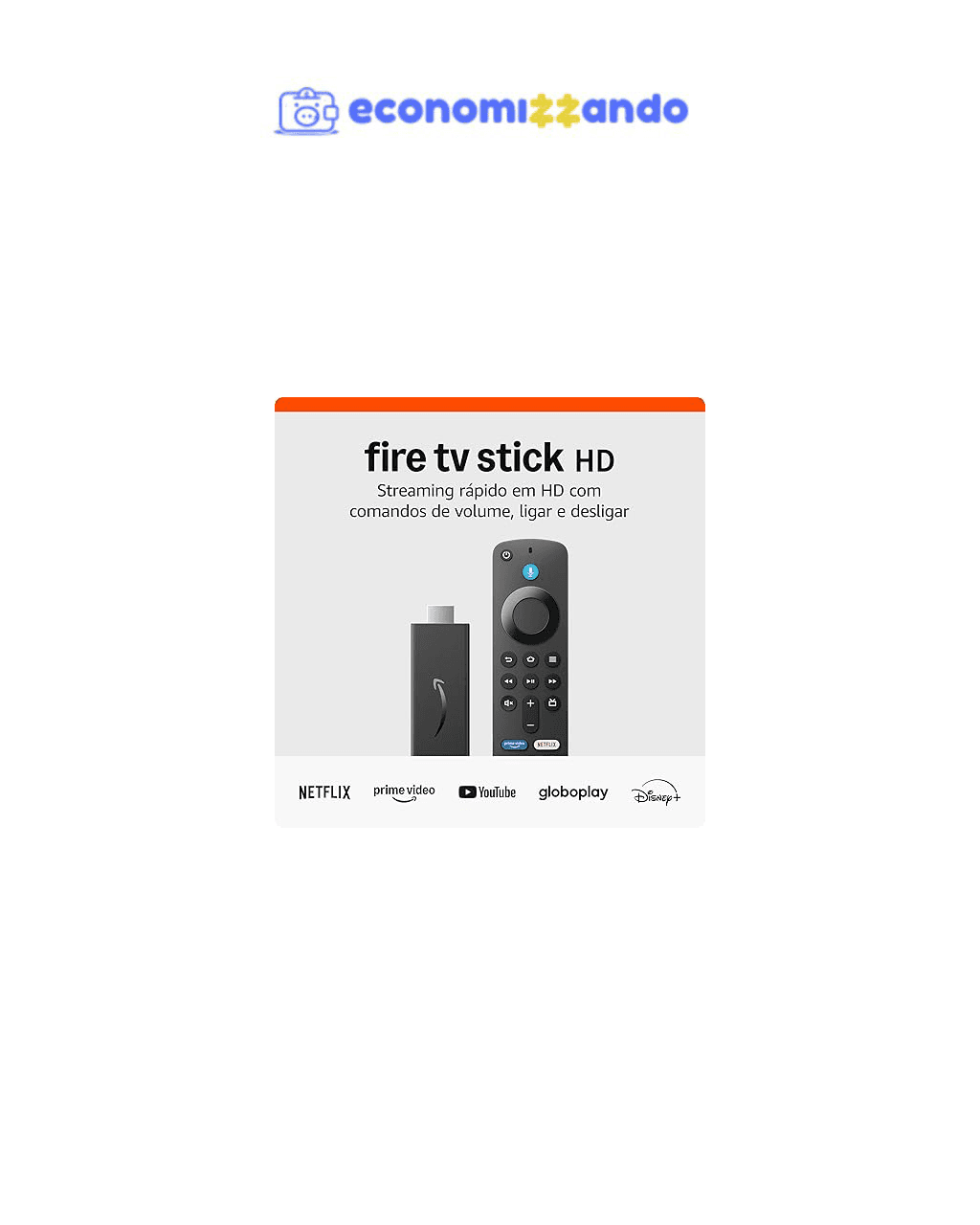 Fire TV Stick HD om controle remoto por voz com Alexa