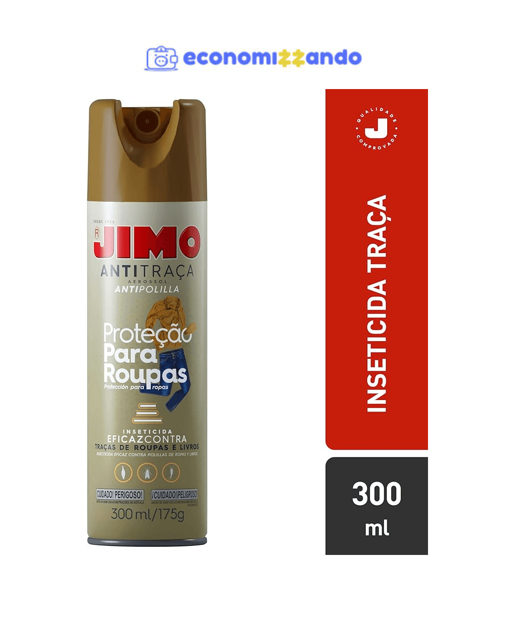Jimo Anti Traça Inseticida Proteção Para Roupas E Livros Sem Cheiro Aerossol 300Ml
