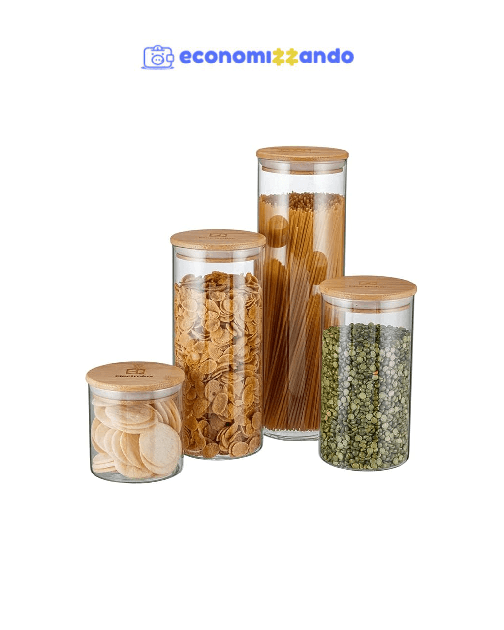 Potes Herméticos Porta-Mantimentos com Tampa de Bambu Electrolux - 4 unidades