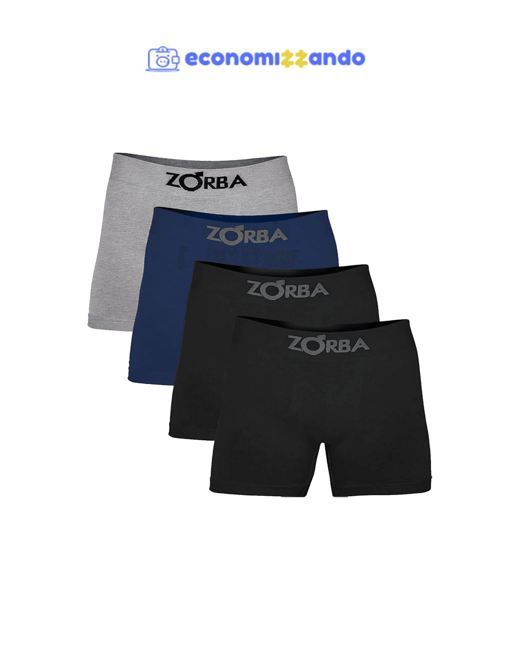 Kit com 4 Cuecas Boxer Algodão Sem Costura Zorba