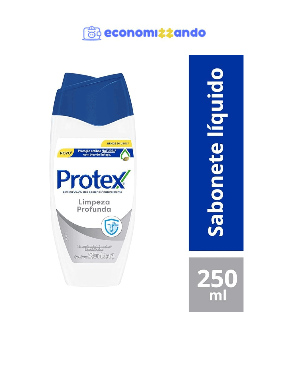 Protex Sabonete Líquido Antibacteriano para Corpo Limpeza Profunda Original 250ml