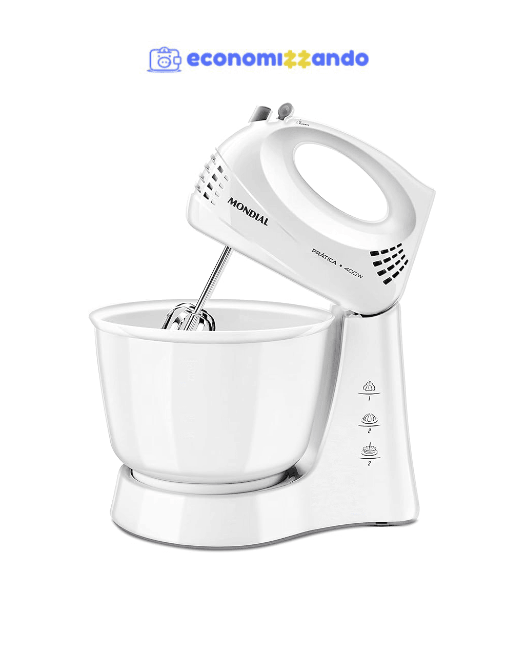 Batedeira Prática Mondial Branco 400W 220V - B-44-W